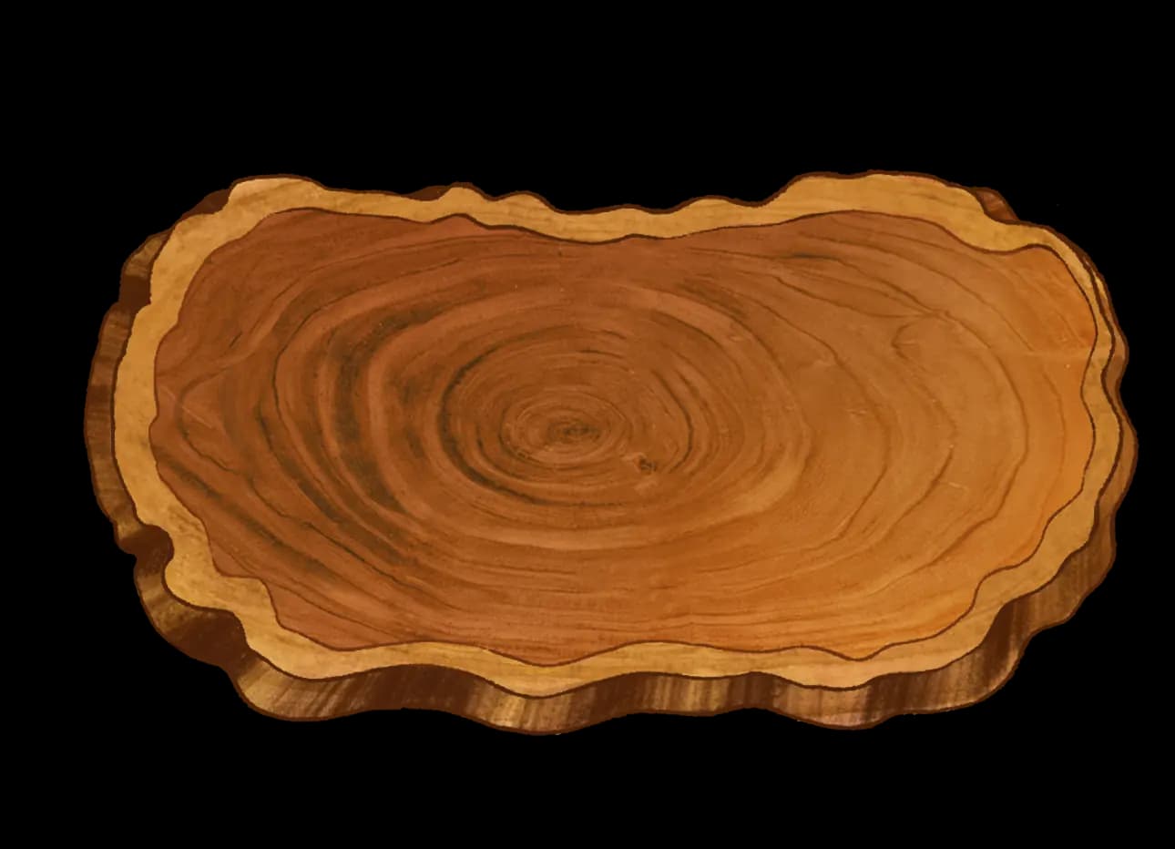 A cross-section slice of a tree trunk used as a table